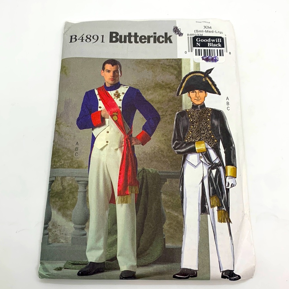 Butterick UNCUT B4891 Jacket Pants Vest Sash Sewing Pattern Small Medium Large
